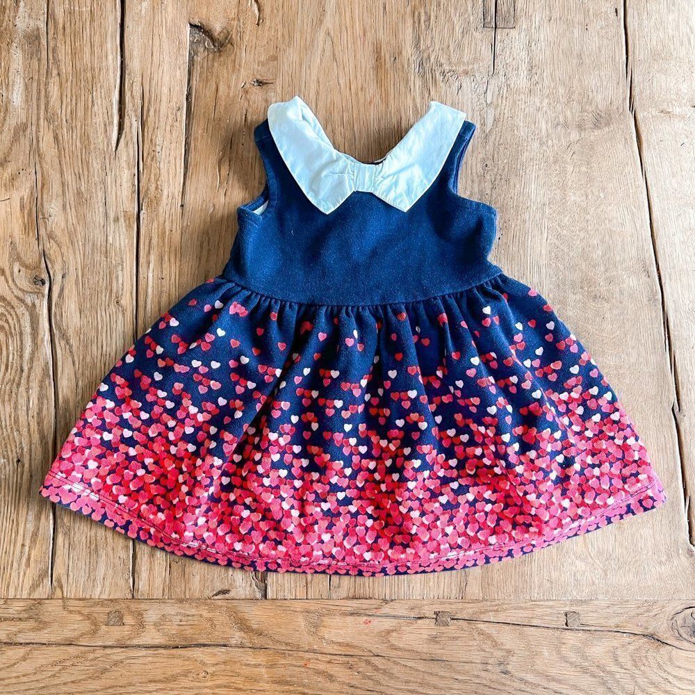 Janie & Jack Collared Confetti Heart Dress, Size 6-12M